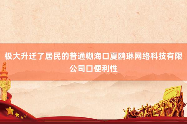 极大升迁了居民的普通糊海口夏鸥琳网络科技有限公司口便利性